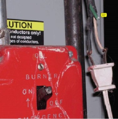 Pretty safe isn't it? I mean the hot lead is at least a quarter inch from a metal oil pipe and it is almost 48 inches off the ground so children won't touch it...