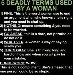 5 Deadly Terms used by a Woman